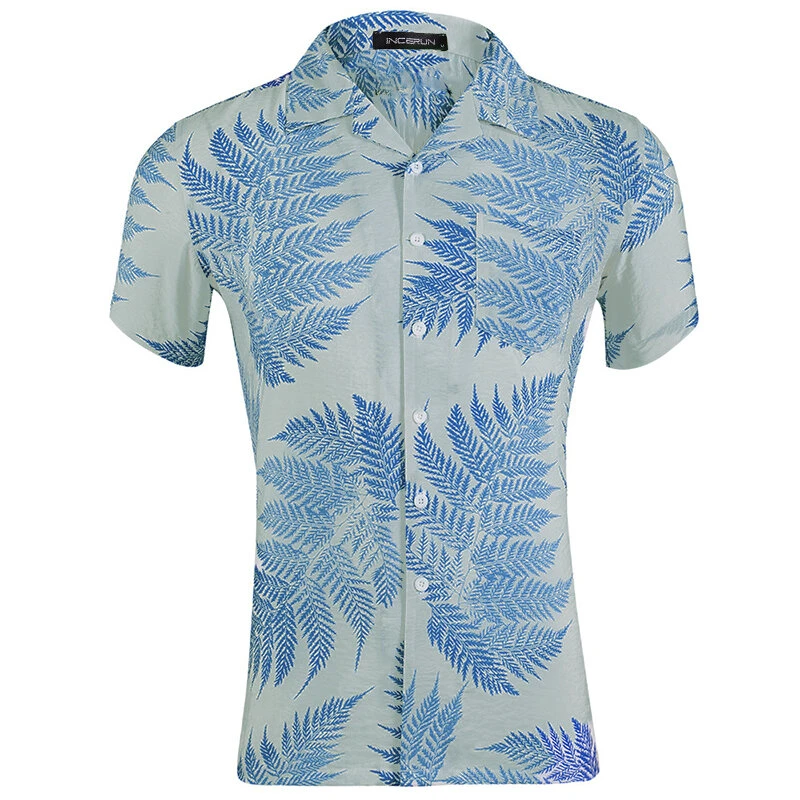 (image for) Mens Beach Shirts Hawaiian Holiday Short Sleeve Breathable Baggy Fancy Outdoor Camping Hiking Beach